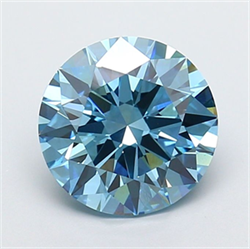 Picture of Lab Grown Diamond 3.30 Carats, Round with Excellent Cut, Fancy Vivid Blue Color, VVS2 Clarity and Certified by IGI