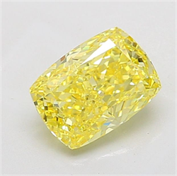Picture of Lab Grown Diamond 3.02 Carats, CUSHION MODIFIED with  Cut, Fancy Vivid Yellow Color, VS1 Clarity and Certified by IGI