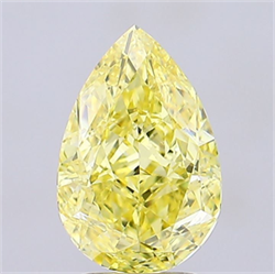 Picture of Lab Grown Diamond 2.54 Carats, Pear with  Cut, Fancy Intense Yellow Color, VVS2 Clarity and Certified by IGI