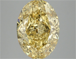 Picture of Lab Grown Diamond 5.13 Carats, Oval with  Cut, Fancy Vivid Yellow Color, VS2 Clarity and Certified by IGI