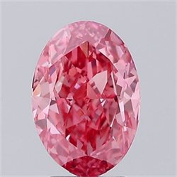 Picture of Lab Grown Diamond 3.21 Carats, Oval with  Cut, Fancy Vivid Pink Color, VS1 Clarity and Certified by IGI