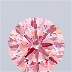 Picture of Lab Grown Diamond 4.12 Carats, Round with Very Good Cut, Fancy Vivid Pink Color, VS1 Clarity and Certified by IGI