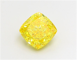 Picture of Lab Grown Diamond 2.10 Carats, CUSHION MODIFIED with  Cut, Fancy Vivid Yellow Color, VVS1 Clarity and Certified by IGI