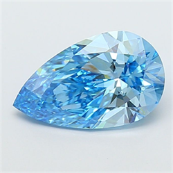 Picture of Lab Grown Diamond 2.50 Carats, Pear with  Cut, Fancy Vivid Blue Color, VS1 Clarity and Certified by IGI