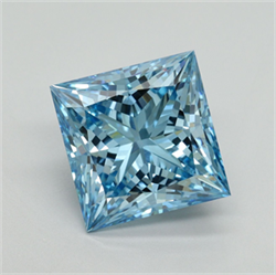 Picture of Lab Grown Diamond 5.05 Carats, Princess with  Cut, Fancy Vivid Blue Color, VVS2 Clarity and Certified by IGI