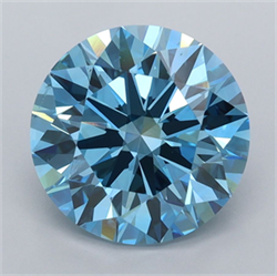 Picture of Lab Grown Diamond 3.51 Carats, Round with Ideal Cut, Fancy Vivid Blue Color, VVS2 Clarity and Certified by IGI