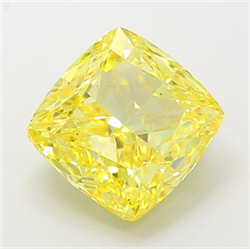Picture of Lab Grown Diamond 4.05 Carats, CUSHION MODIFIED with  Cut, Fancy Vivid Yellow Color, VS1 Clarity and Certified by IGI