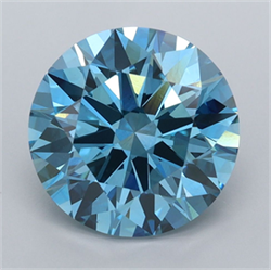 Picture of Lab Grown Diamond 3.98 Carats, Round with Ideal Cut, Fancy Vivid Blue Color, VS1 Clarity and Certified by IGI