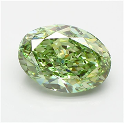Picture of Lab Grown Diamond 5.24 Carats, Oval with  Cut, Fancy Vivid Green Color, VVS2 Clarity and Certified by IGI