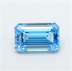 Picture of Lab Grown Diamond 3.01 Carats, Emerald with  Cut, Fancy Vivid Blue Color, VVS2 Clarity and Certified by IGI