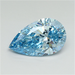 Picture of Lab Grown Diamond 5.01 Carats, Pear with  Cut, Fancy Vivid Blue Color, VVS2 Clarity and Certified by IGI