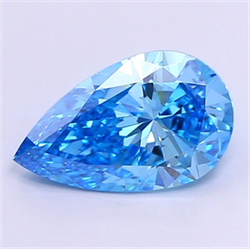 Picture of Lab Grown Diamond 1.48 Carats, Pear with  Cut, Fancy Vivid Blue Color, VS1 Clarity and Certified by IGI
