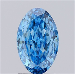 Picture of Lab Grown Diamond 2.10 Carats, Oval with  Cut, Fancy Vivid Blue Color, VS2 Clarity and Certified by IGI