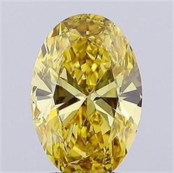 Picture of Lab Grown Diamond 3.52 Carats, Oval with  Cut, Fancy Vivid Yellow Color, VS2 Clarity and Certified by IGI