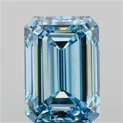 Picture of Lab Grown Diamond 5.02 Carats, Emerald with  Cut, Fancy Intense Blue Color, VS2 Clarity and Certified by IGI