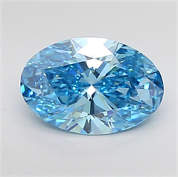 Picture of Lab Grown Diamond 2.07 Carats, Oval with  Cut, Fancy Vivid Blue Color, VS1 Clarity and Certified by IGI