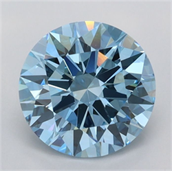 Picture of Lab Grown Diamond 1.53 Carats, Round with Ideal Cut, Fancy Vivid Blue Color, VVS1 Clarity and Certified by IGI