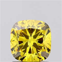 Picture of Lab Grown Diamond 1.31 Carats, Cushion with  Cut, Fancy Vivid Yellow Color, VS1 Clarity and Certified by IGI