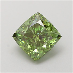 Picture of Lab Grown Diamond 1.23 Carats, CUSHION MODIFIED with  Cut, Fancy Vivid Green Color, VS1 Clarity and Certified by IGI