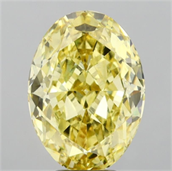 Picture of Lab Grown Diamond 7.07 Carats, Oval with  Cut, Fancy Intense Yellow Color, VS1 Clarity and Certified by IGI