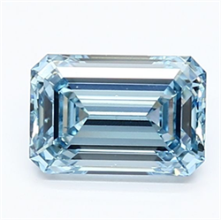 Picture of Lab Grown Diamond 1.46 Carats, Emerald with  Cut, Fancy Intense Blue Color, VS1 Clarity and Certified by IGI