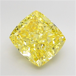Picture of Lab Grown Diamond 7.60 Carats, CUSHION MODIFIED with  Cut, Fancy Vivid Yellow Color, VS2 Clarity and Certified by IGI