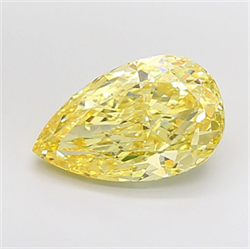 Picture of Lab Grown Diamond 5.04 Carats, Pear with  Cut, Fancy Intense Yellow Color, VS1 Clarity and Certified by IGI