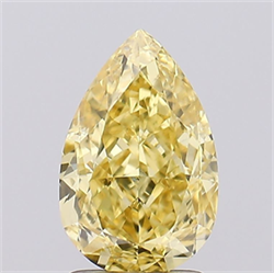 Picture of Lab Grown Diamond 2.11 Carats, Pear with  Cut, Fancy Intense Yellow Color, VVS2 Clarity and Certified by IGI
