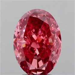 Picture of Lab Grown Diamond 5.11 Carats, Oval with  Cut, Fancy Vivid Pink Color, VS2 Clarity and Certified by IGI