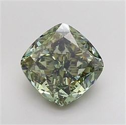 Picture of Lab Grown Diamond 7.08 Carats, CUSHION MODIFIED with  Cut, Fancy Intense Green Color, VVS2 Clarity and Certified by IGI