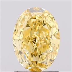 Picture of Lab Grown Diamond 1.25 Carats, Oval with  Cut, Fancy Vivid Yellow Color, VS2 Clarity and Certified by IGI