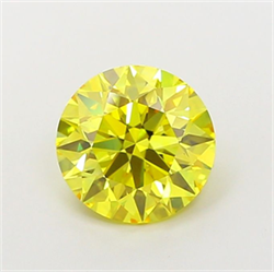 Picture of Lab Grown Diamond 1.85 Carats, Round with Excellent Cut, Fancy Vivid Yellow Color, VVS2 Clarity and Certified by IGI