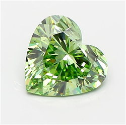 Picture of Lab Grown Diamond 1.74 Carats, Heart with  Cut, Fancy Vivid Green Color, VVS2 Clarity and Certified by IGI