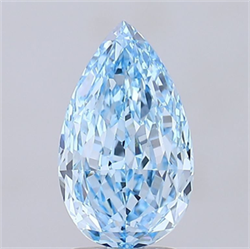 Picture of Lab Grown Diamond 3.16 Carats, Pear with  Cut, Fancy Vivid Blue Color, VS1 Clarity and Certified by IGI