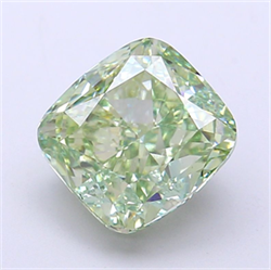 Picture of Lab Grown Diamond 4.04 Carats, CUSHION MODIFIED with  Cut, Fancy Vivid Green Color, VS1 Clarity and Certified by IGI