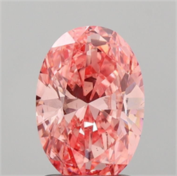 Picture of Lab Grown Diamond 1.44 Carats, Oval with  Cut, Fancy Vivid Pink Color, VS2 Clarity and Certified by IGI