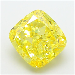 Picture of Lab Grown Diamond 7.06 Carats, CUSHION MODIFIED with  Cut, Fancy Vivid Yellow Color, VS1 Clarity and Certified by IGI