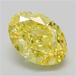 Picture of Lab Grown Diamond 7.17 Carats, Oval with  Cut, Fancy Vivid Yellow Color, VVS2 Clarity and Certified by IGI