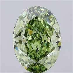 Picture of Lab Grown Diamond 5.10 Carats, Oval with  Cut, Fancy Vivid Green Color, VS2 Clarity and Certified by IGI