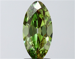 Picture of Lab Grown Diamond 3.09 Carats, Oval with  Cut, Fancy Vivid Green Color, VS1 Clarity and Certified by IGI