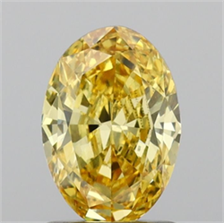Picture of Lab Grown Diamond 1.21 Carats, Oval with  Cut, Fancy Vivid Yellow Color, VS1 Clarity and Certified by IGI