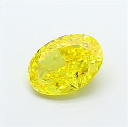 Picture of Lab Grown Diamond 1.39 Carats, Oval with  Cut, Fancy Vivid Yellow Color, VVS2 Clarity and Certified by IGI