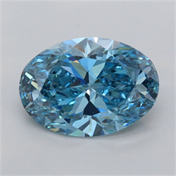 Picture of Lab Grown Diamond 1.64 Carats, Oval with  Cut, Fancy Vivid Blue Color, VVS2 Clarity and Certified by IGI