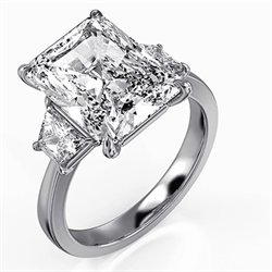 Picture of Lab 3 carat Radiant centerLשנ E VS1 & 0.56CTW Trapezoids sides engagement ring