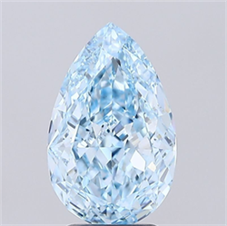 Picture of Lab Grown Diamond 3.10 Carats, Pear with  Cut, Fancy Vivid Blue Color, VVS2 Clarity and Certified by IGI