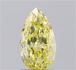 Picture of Lab Grown Diamond 1.86 Carats, Pear with  Cut, Fancy Vivid Yellow Color, VVS2 Clarity and Certified by IGI