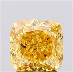 Picture of Lab Grown Diamond 1.89 Carats, CUSHION MODIFIED with  Cut, Fancy Vivid Yellow Color, VS1 Clarity and Certified by IGI