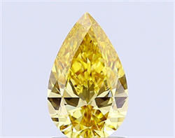 Picture of Lab Grown Diamond 1.57 Carats, Pear with  Cut, Fancy Intense Yellow Color, VVS2 Clarity and Certified by IGI