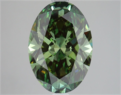 Picture of Lab Grown Diamond 4.01 Carats, Oval with  Cut, Fancy Vivid Green Color, VS2 Clarity and Certified by IGI
