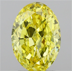 Picture of Lab Grown Diamond 3.05 Carats, Oval with  Cut, Fancy Vivid Yellow Color, VVS2 Clarity and Certified by IGI